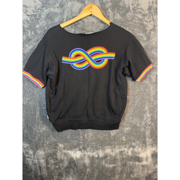 Modest Mouse Adult Small Shirt Rainbow Knot Sweatshirt Black Neon Ringer Shirt - Picture 2 of 7